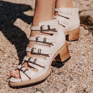 Freebird by Steven Quinn off-white Multi-Strap Heels